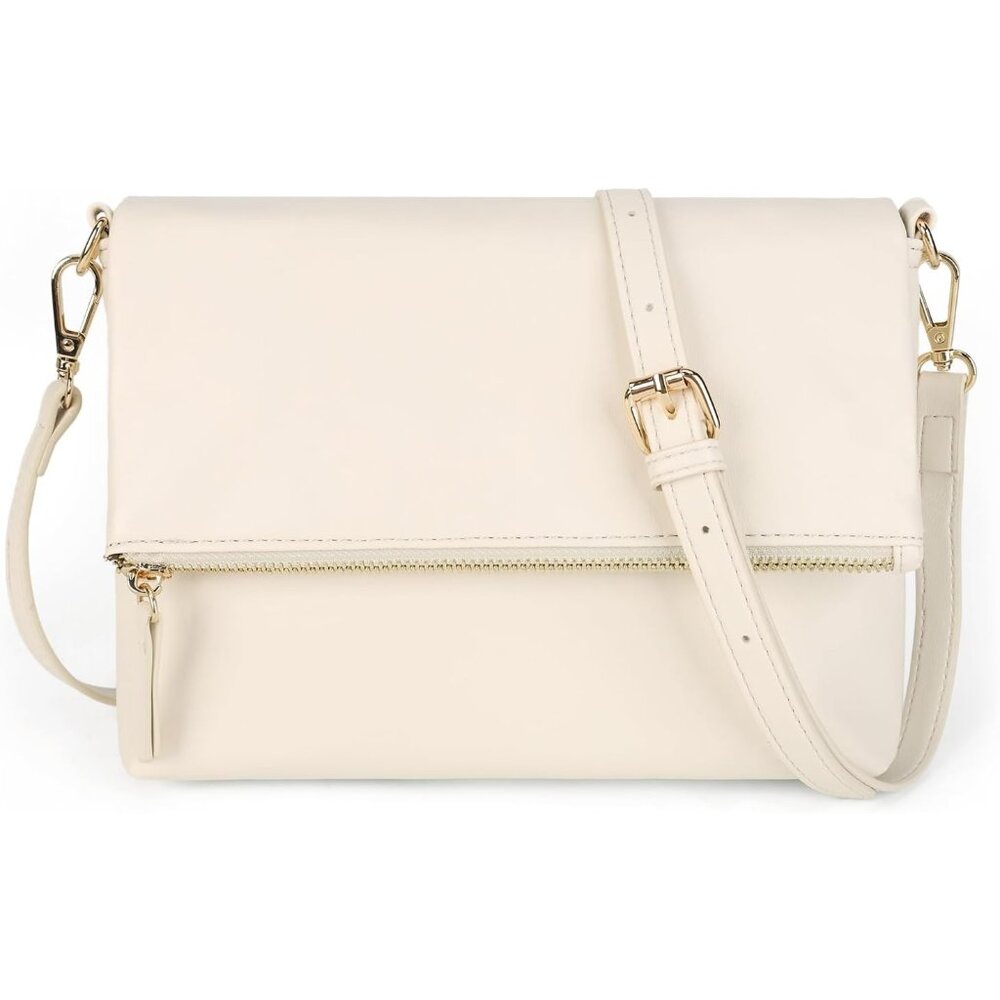 〽️Women Beige White Multi-Functional Wristlet Crossbody Purse Shoulder Bag